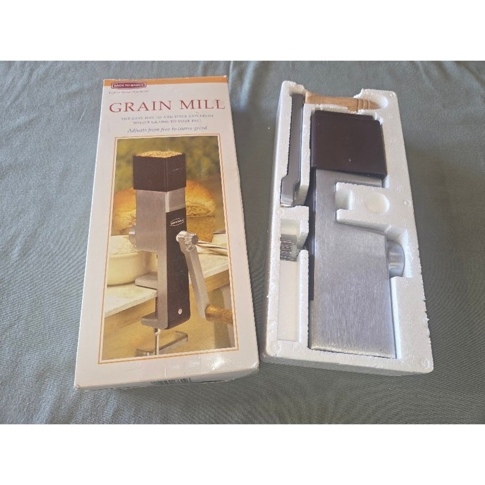 Back to Basics Grain Mill Manual Hand Crank Wheat  Nut Grinder Stainless Steel